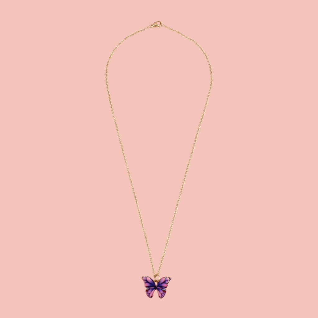 Purple & Pink Butterfly Necklace - Sour Cherry