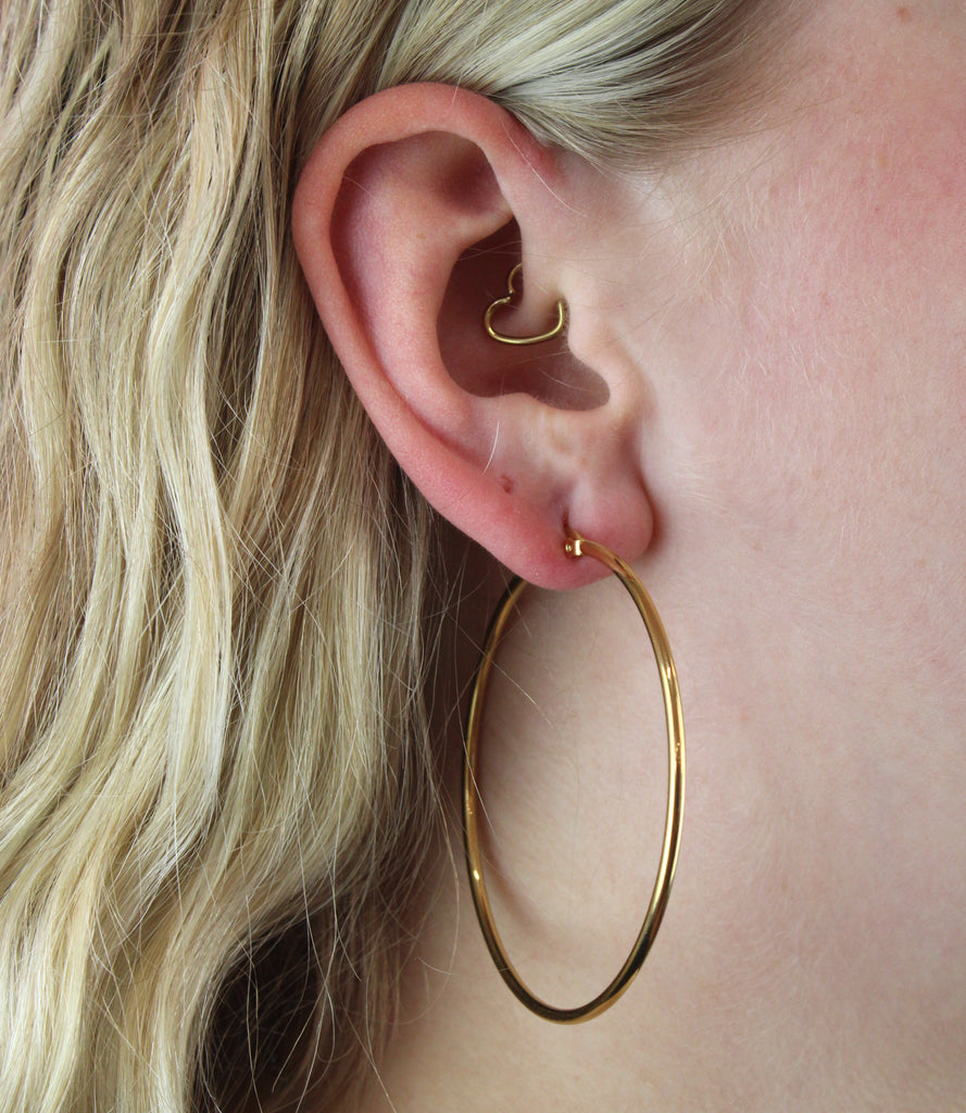 60mm Stainless Steel Hoop Earrings (Gold Plated) - Sour Cherry