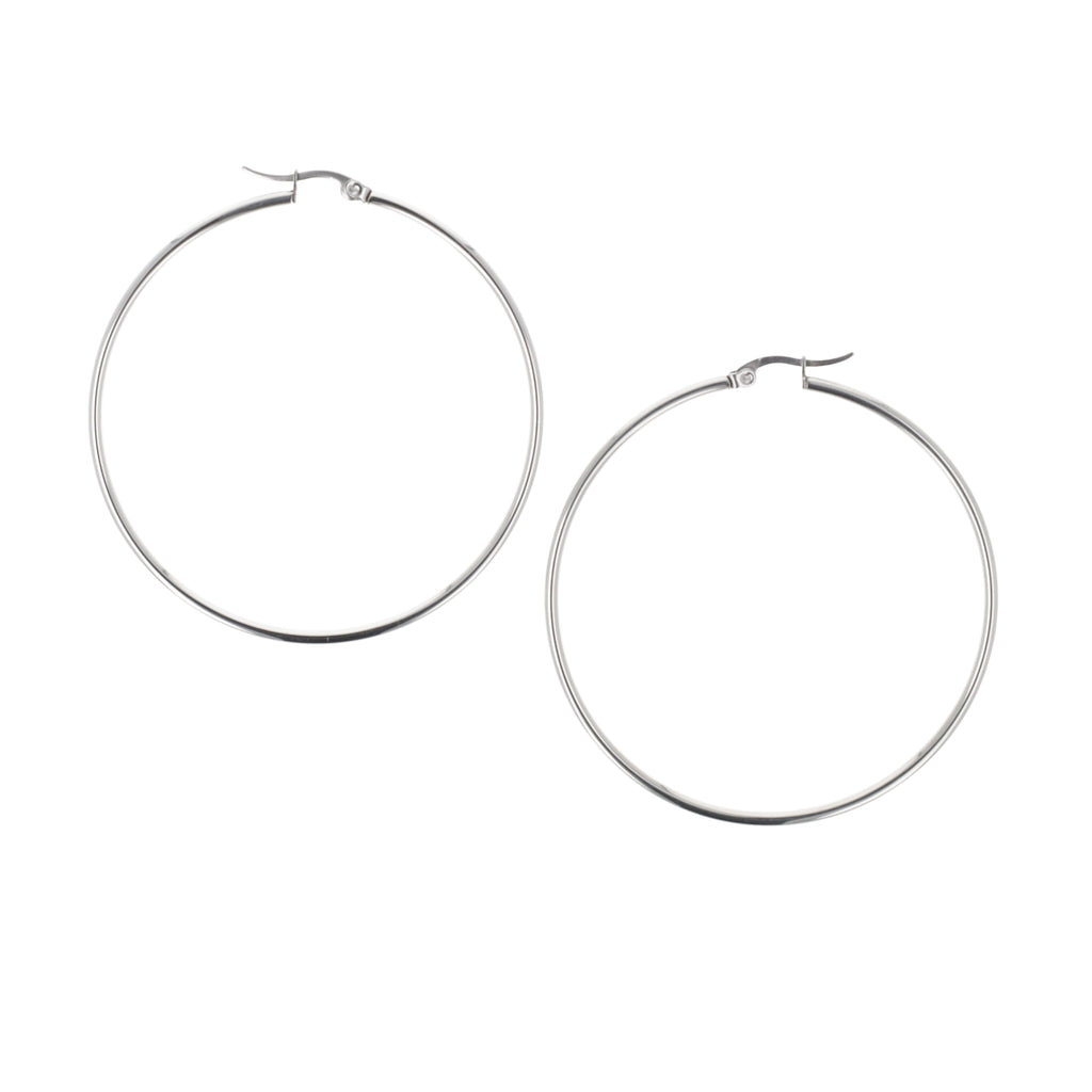 60mm Stainless Steel Hoop Earrings - Sour Cherry