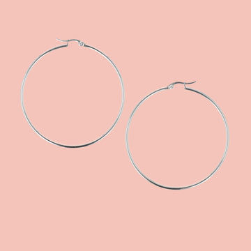 60mm Stainless Steel Hoop Earrings - Sour Cherry