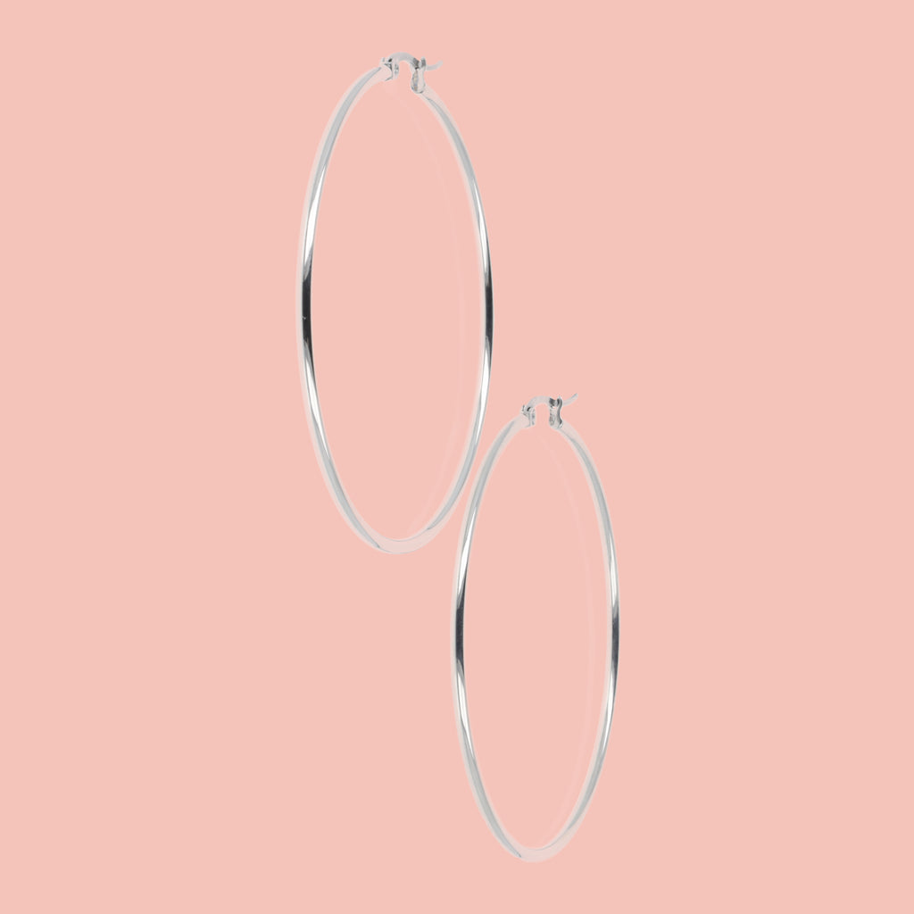 60mm Stainless Steel Hoop Earrings - Sour Cherry