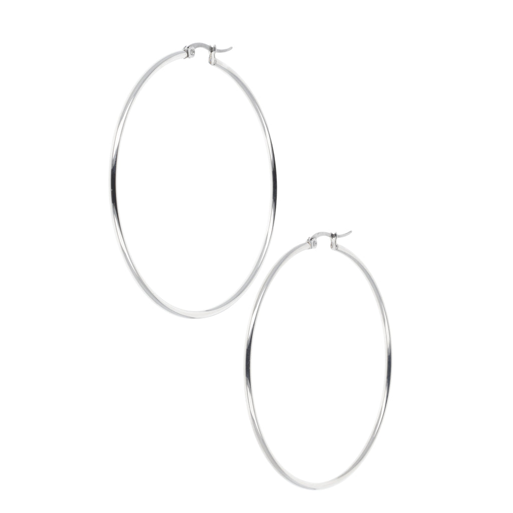 60mm Stainless Steel Hoop Earrings - Sour Cherry