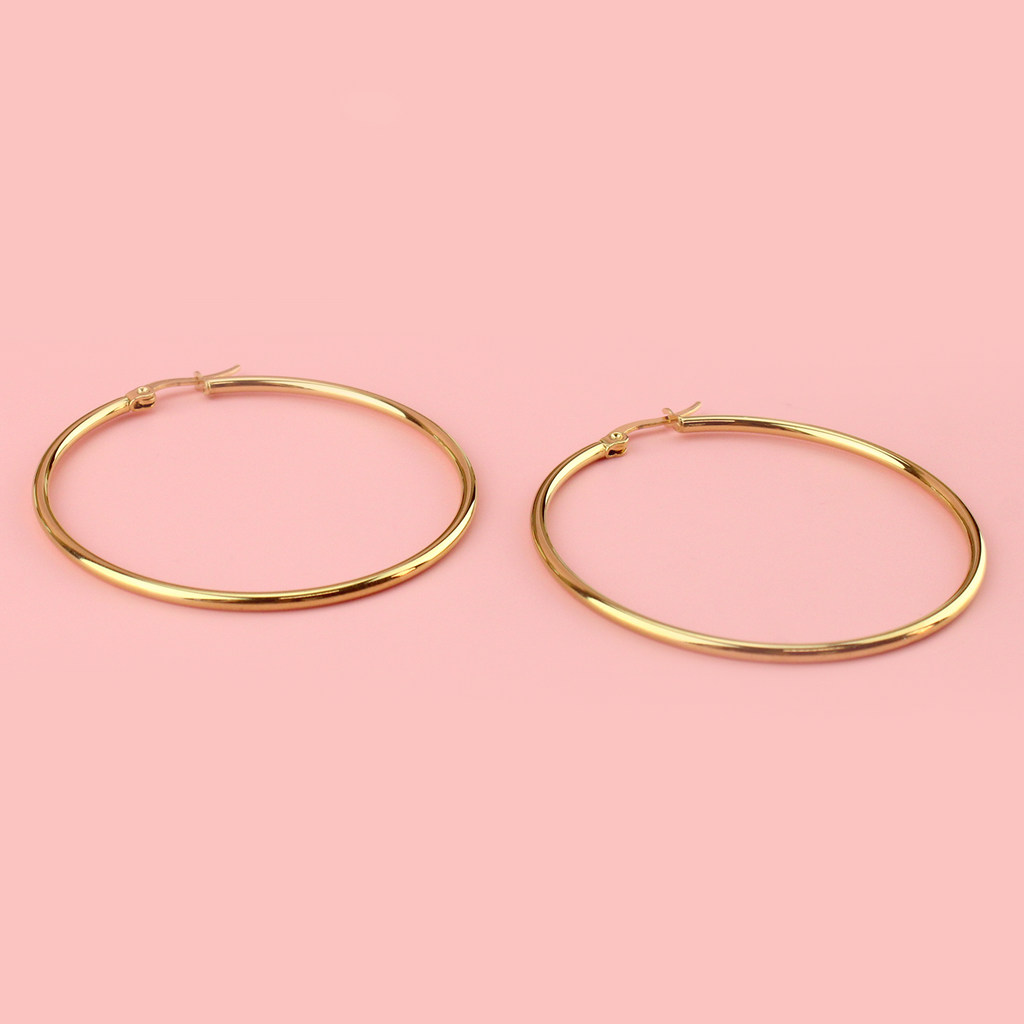 60mm Stainless Steel Hoop Earrings (Gold Plated)
