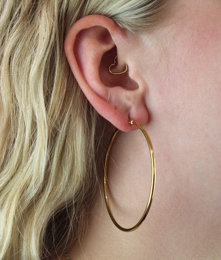 60mm Stainless Steel Hoop Earrings (Gold Plated) - Sour Cherry