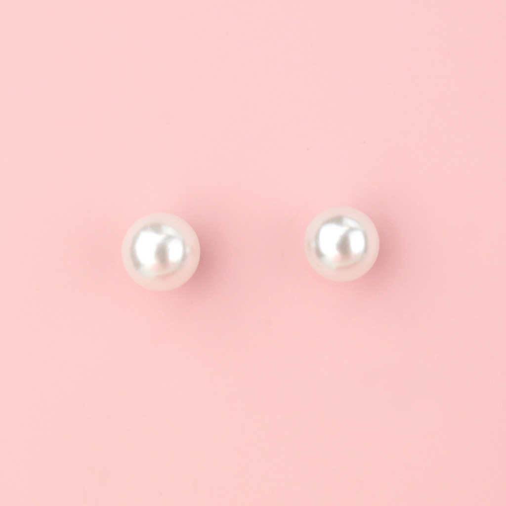 Stainless steel studs with faux pearls