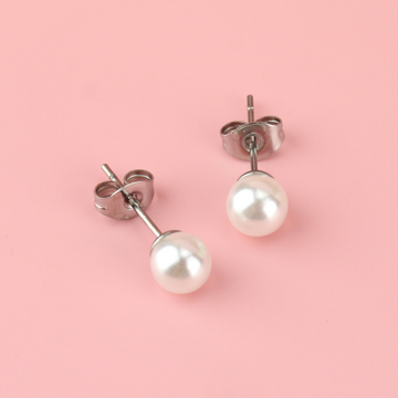 Stainless steel studs with faux pearls