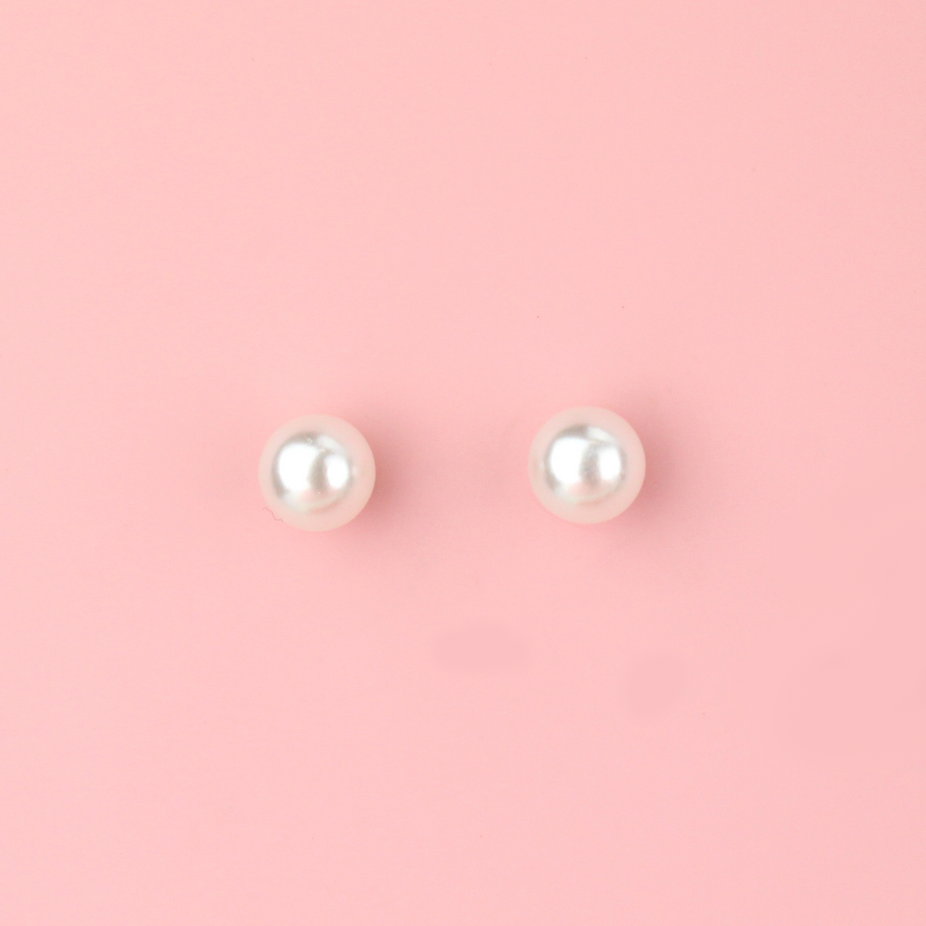 Gold plated stainless steel 6mm pearl stud earrings