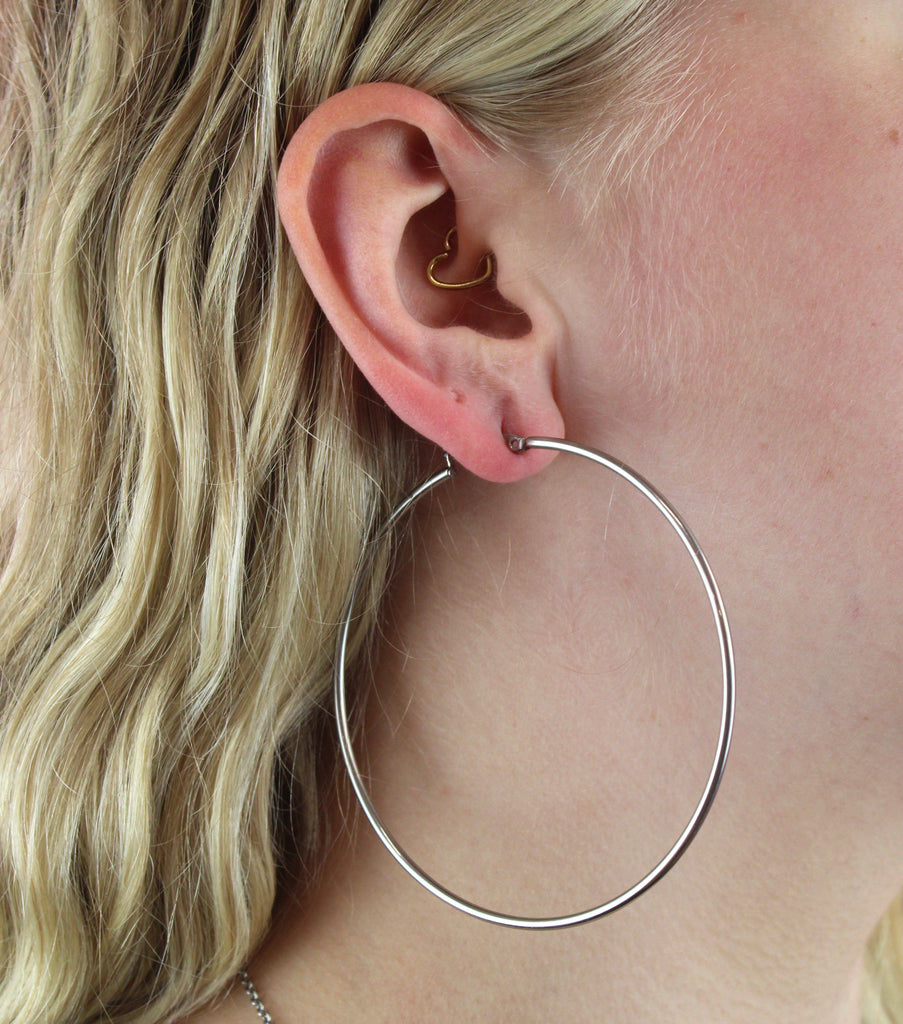 74mm Stainless Steel Hoop Earrings - Sour Cherry