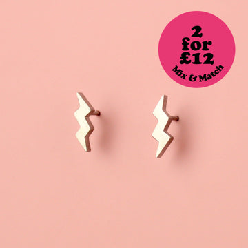 Amped Up Lightning Bolt Stud Earrings - Sour Cherry