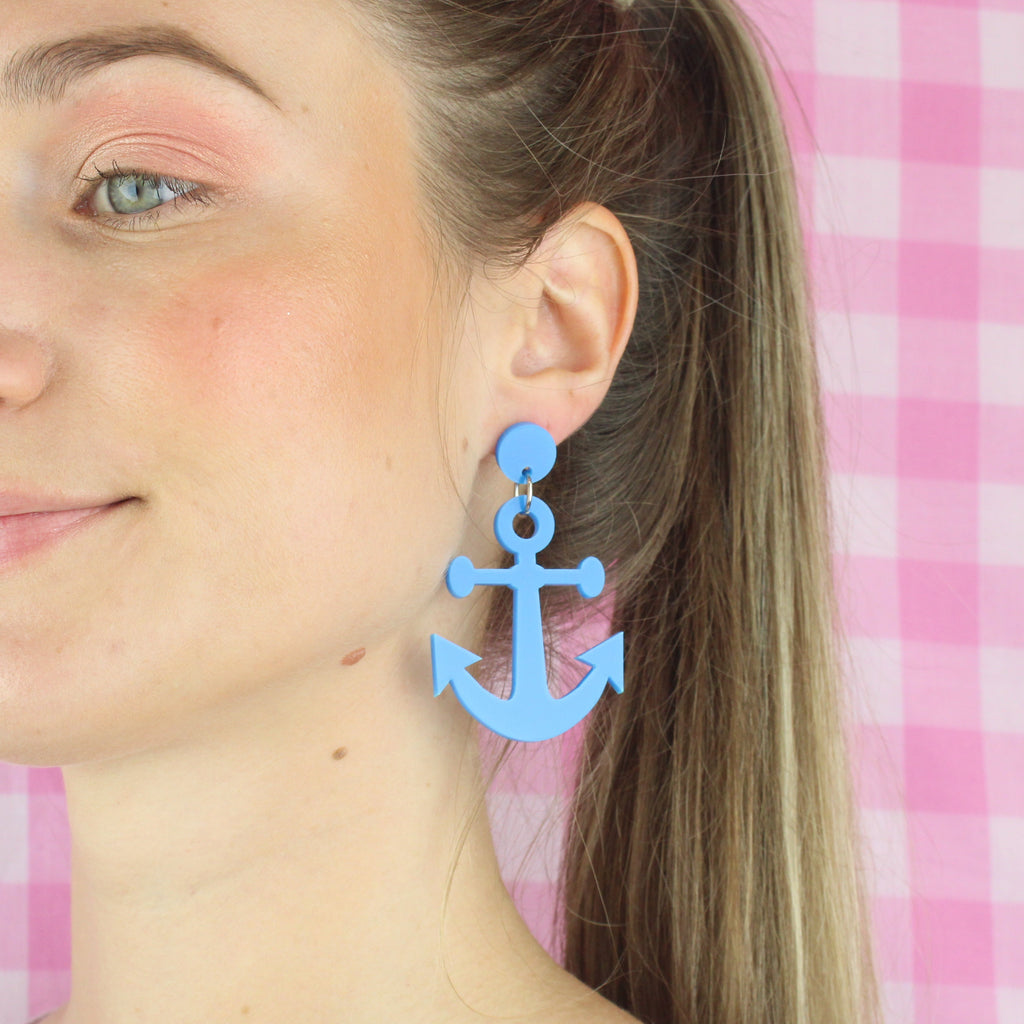 Anchors Away Stud Earrings - Sour Cherry