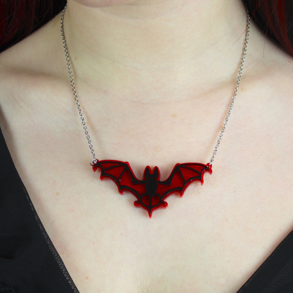 Bat-titude Necklace - Sour Cherry
