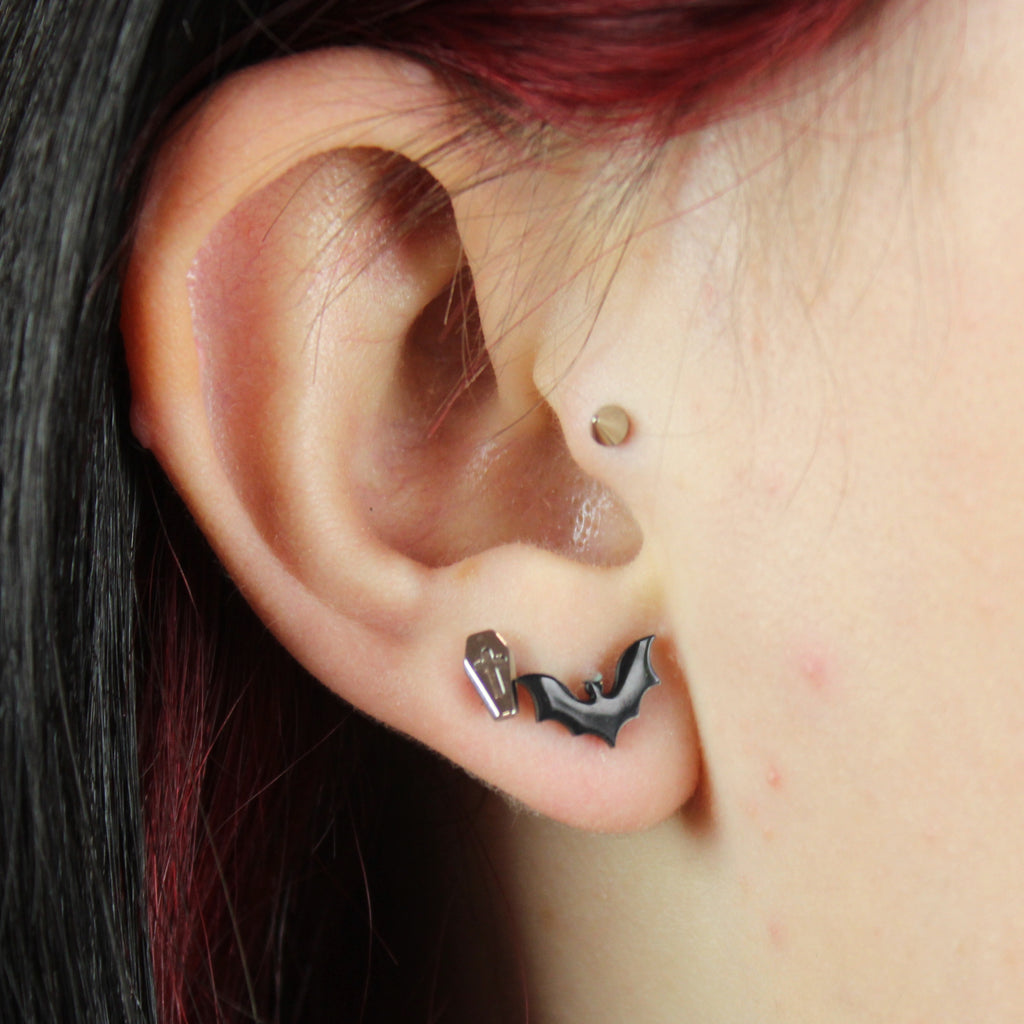 Bat Stud Earrings (Black) - Sour Cherry