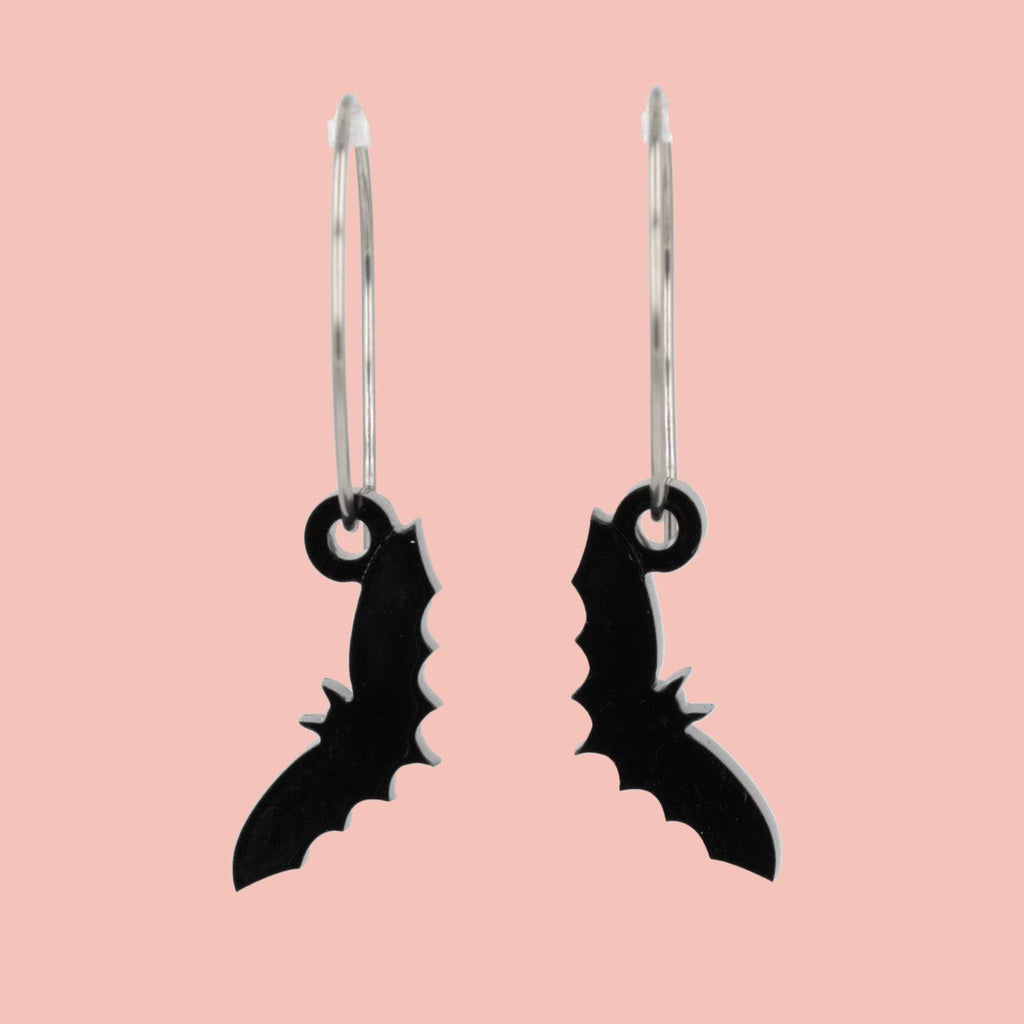 Bat Your Wings Hoop Earrings - Sour Cherry