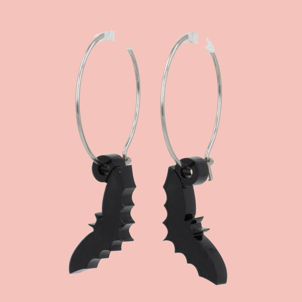 Bat Your Wings Hoop Earrings - Sour Cherry