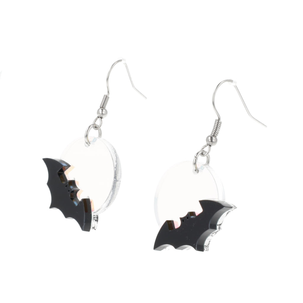 Bat On The Moon Earrings - Sour Cherry