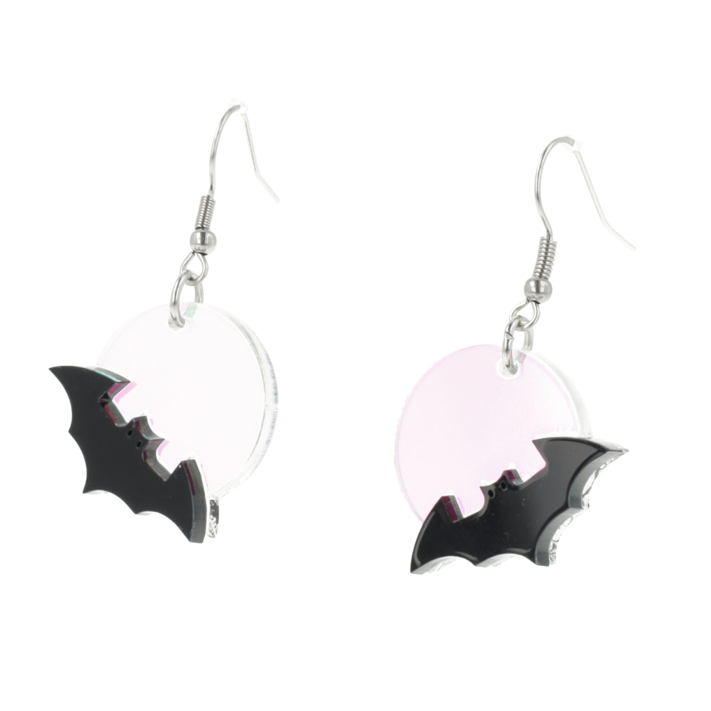 Bat On The Moon Earrings - Sour Cherry