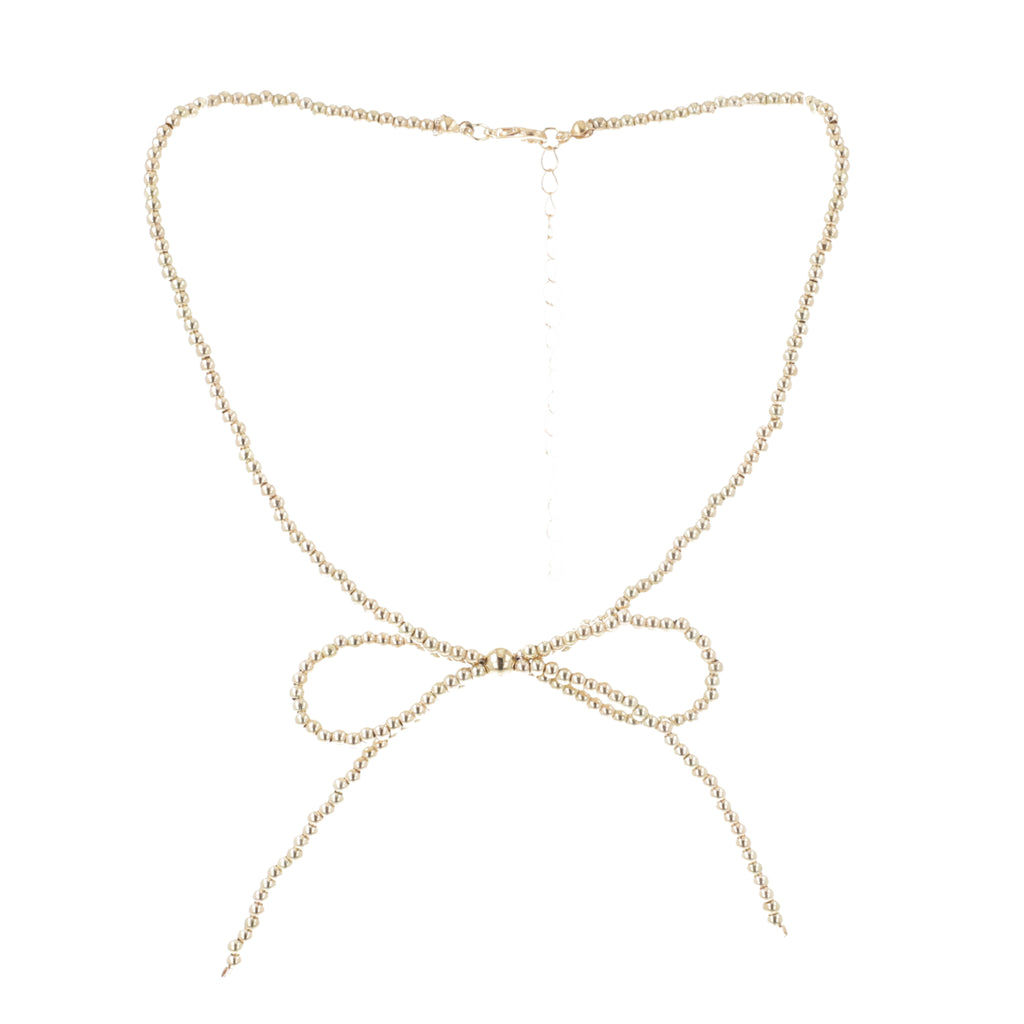Beaded Bow Choker - Gold - Sour Cherry