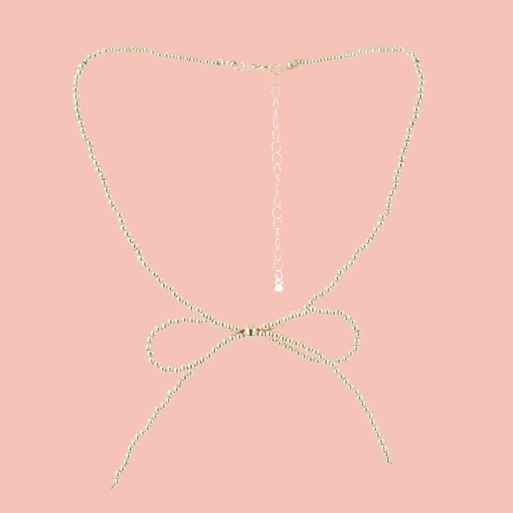 Beaded Bow Choker - Gold - Sour Cherry
