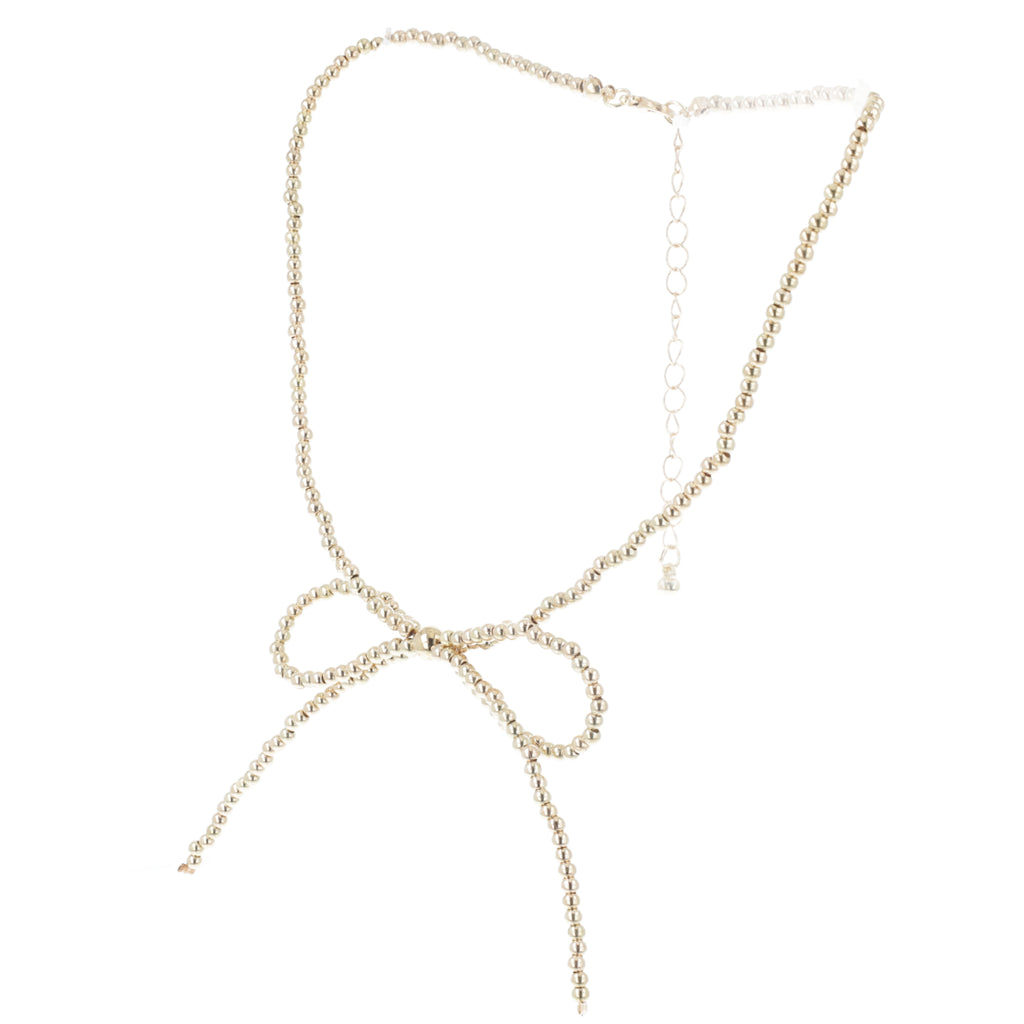 Beaded Bow Choker - Gold - Sour Cherry
