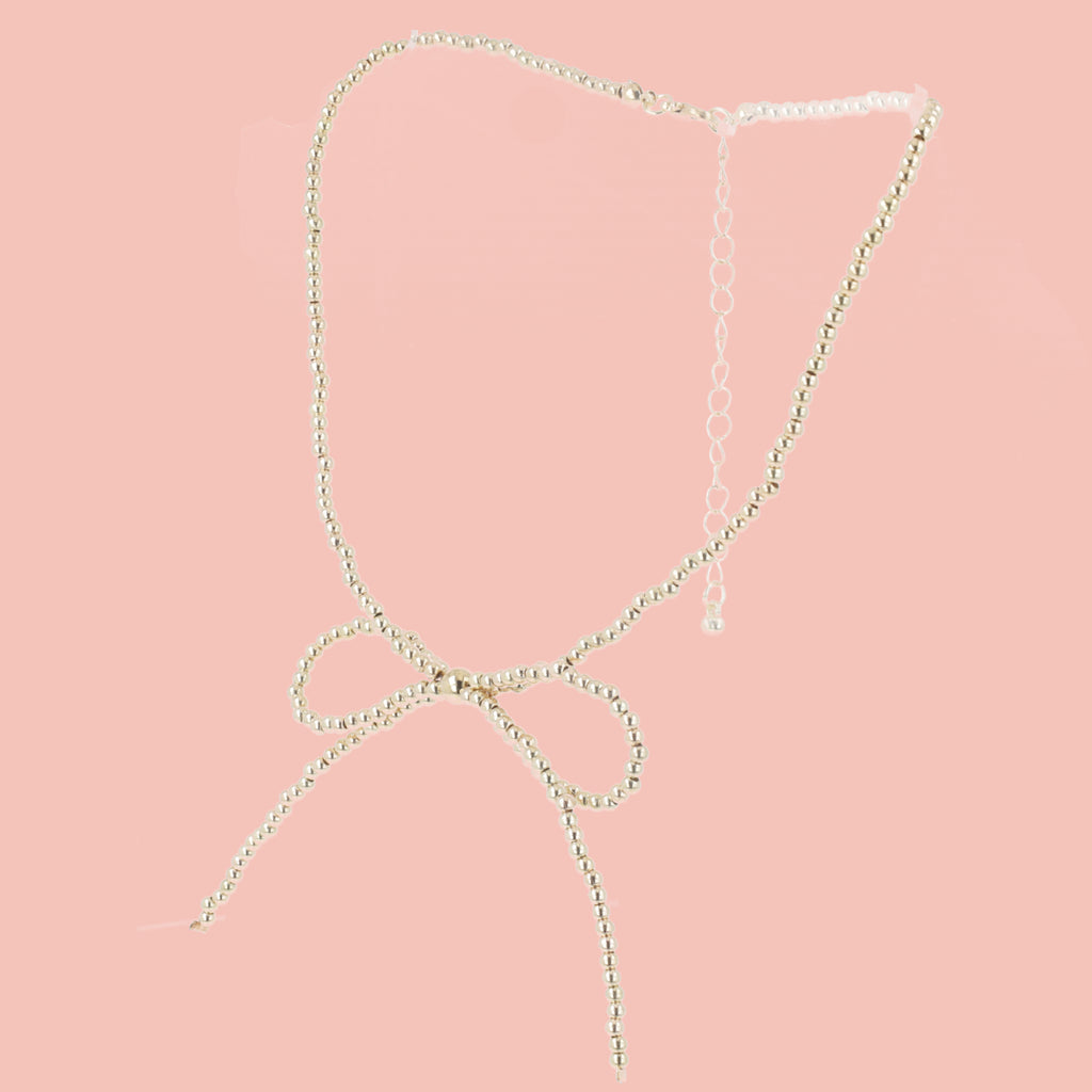 Beaded Bow Choker - Gold - Sour Cherry