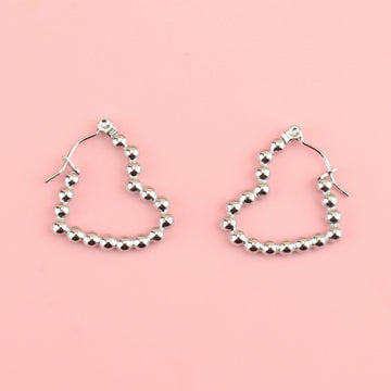 Beaded heart hoop earrings (stainless steel)