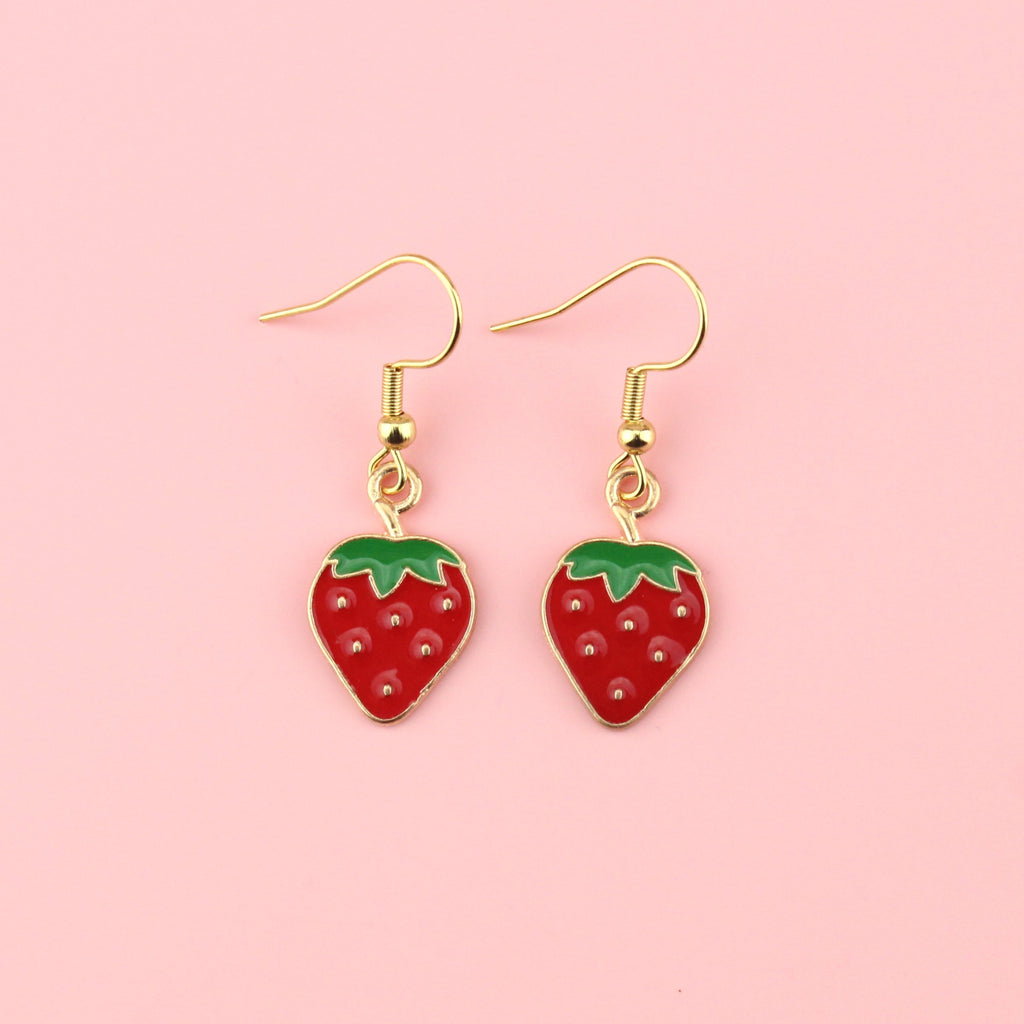 Berry Sweet Strawberry Earrings - Sour Cherry