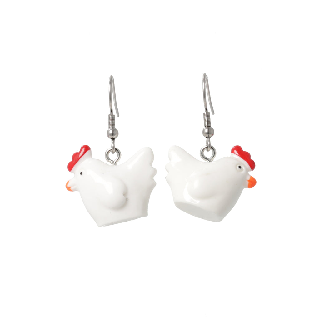 Cock-A-Doodle Chicken Earrings - Sour Cherry
