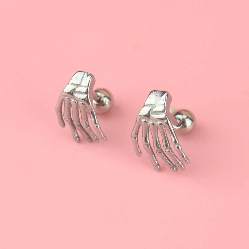 Stainless steel spooky hand stud with screw back