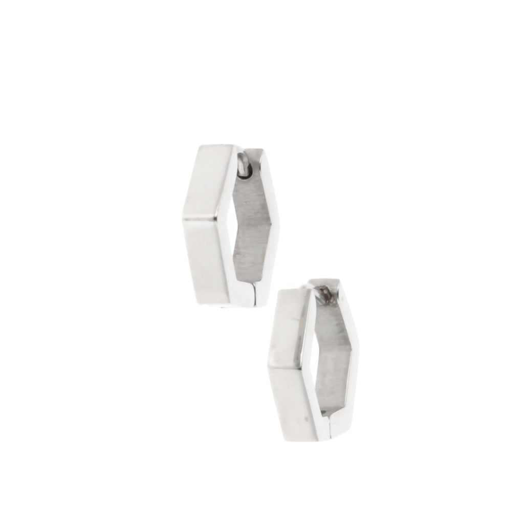 Chunky Hexagon Huggie Hoop Earrings - Sour Cherry
