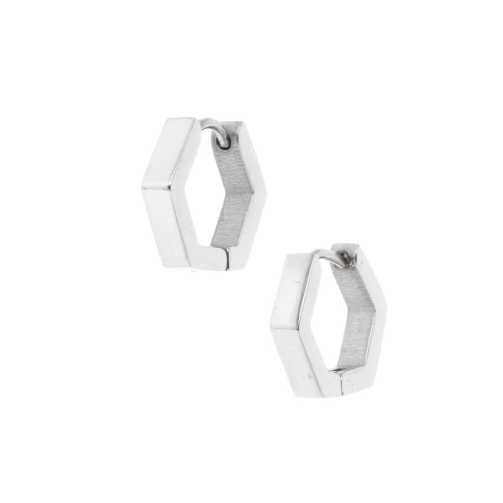 Chunky Hexagon Huggie Hoop Earrings - Sour Cherry