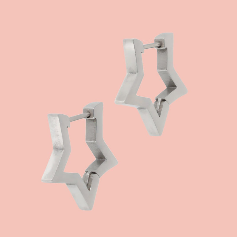 Chunky Star Huggie Hoop Earrings - Sour Cherry