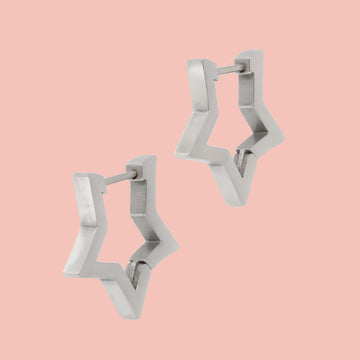 Chunky Star Huggie Hoop Earrings - Sour Cherry