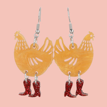 Cinnamon Chick Magnet Chicken Earrings - Sour Cherry