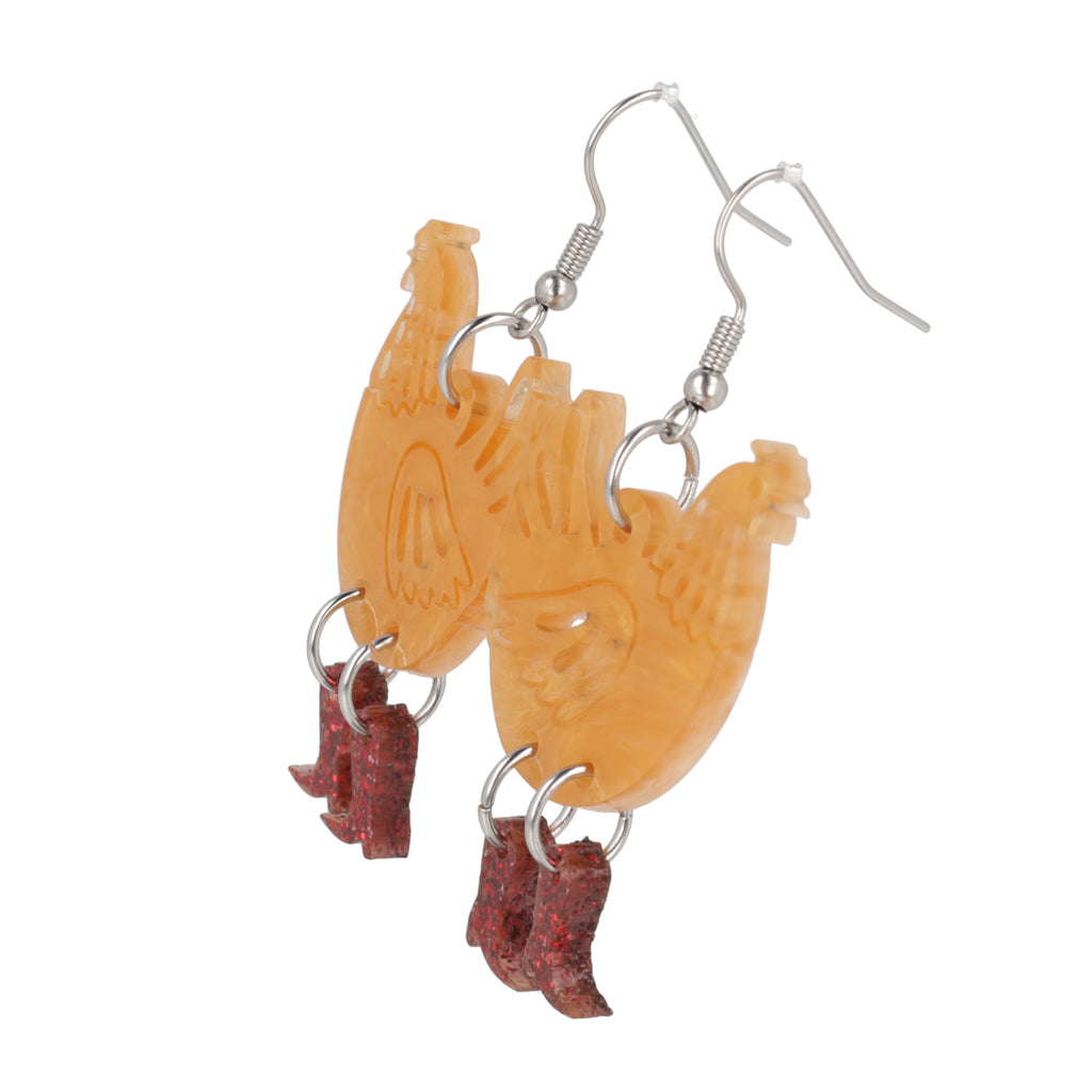 Cinnamon Chick Magnet Chicken Earrings - Sour Cherry