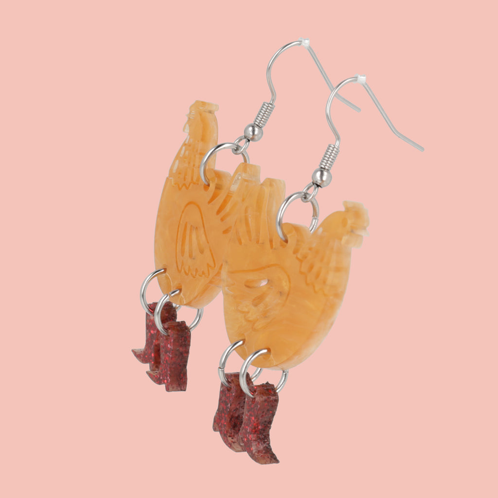 Cinnamon Chick Magnet Chicken Earrings - Sour Cherry