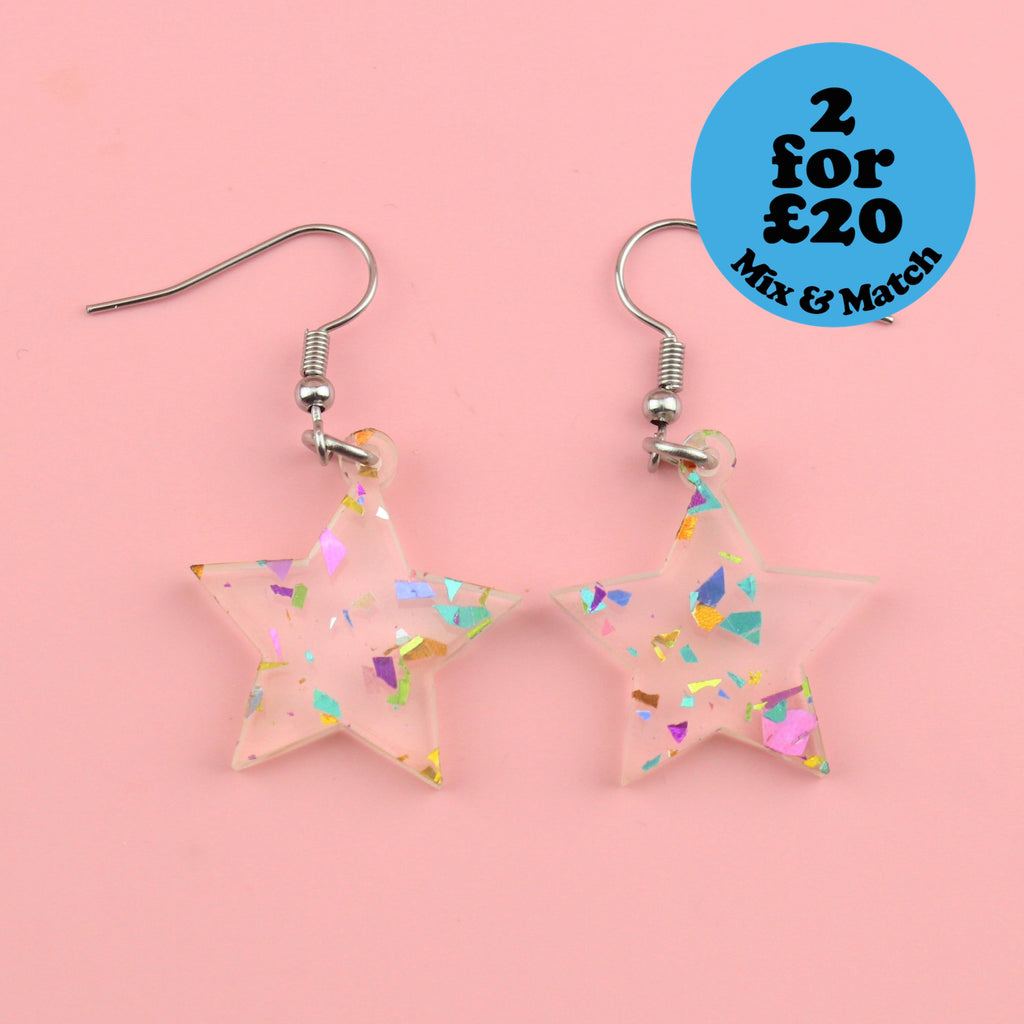 Confetti Stars are Blind Earrings - Sour Cherry