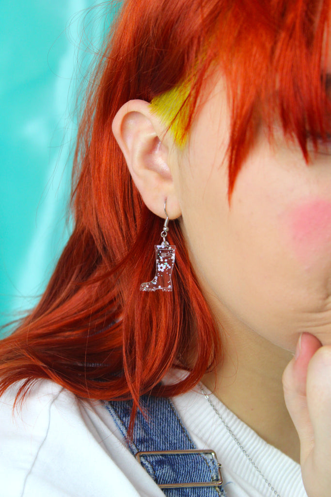Confetti Wellies Earrings - Sour Cherry