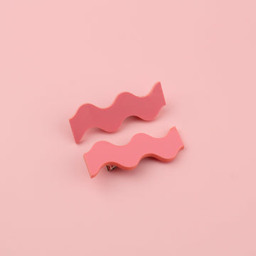 Coral Wavy Hair Clips