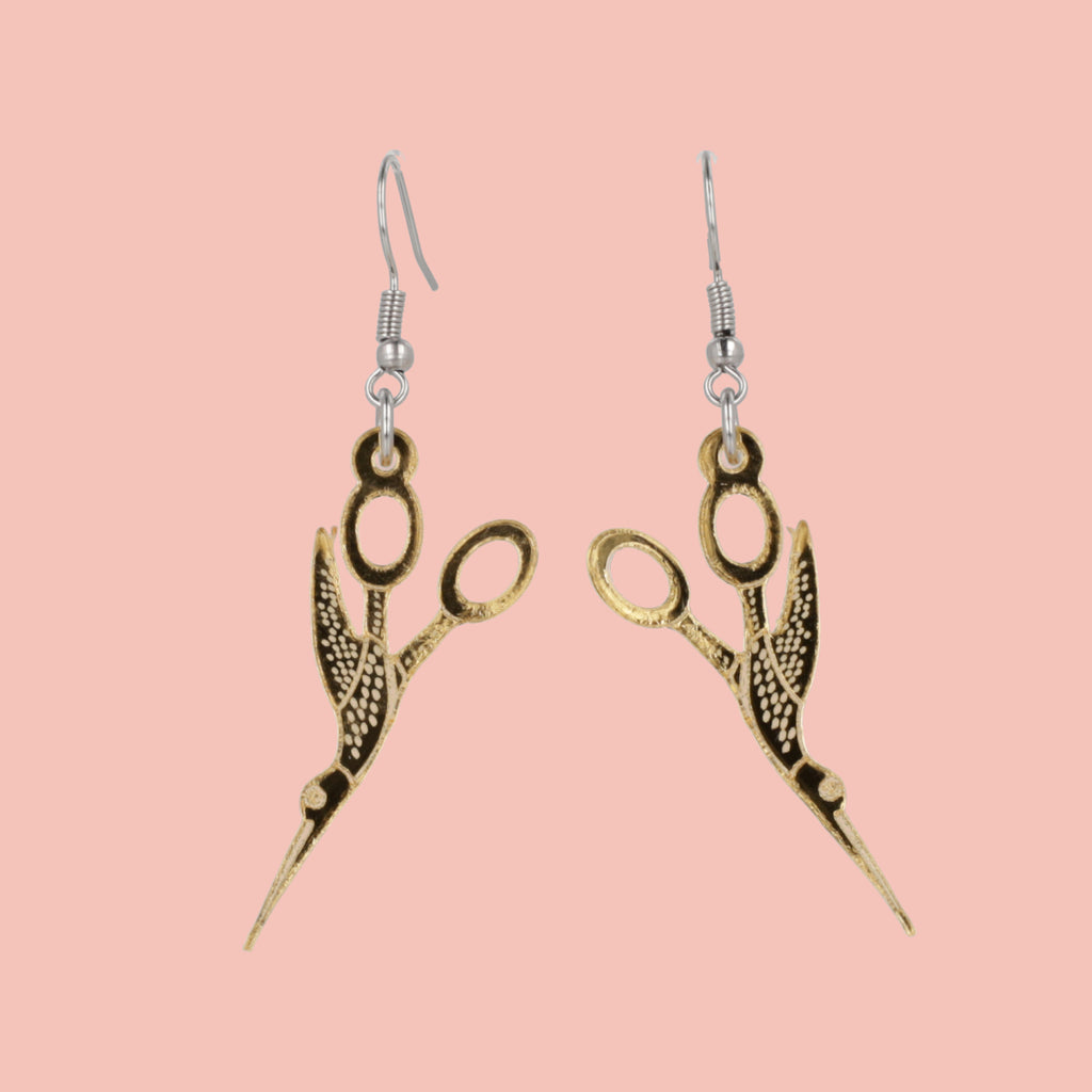 Crane Sewing Scissors Earrings - Sour Cherry