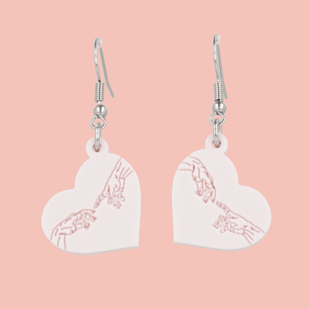 The Creation of Adam Heart Earrings - Marshmallow Pink - Sour Cherry
