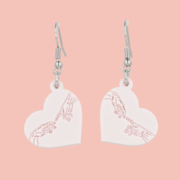 The Creation of Adam Heart Earrings - Marshmallow Pink - Sour Cherry