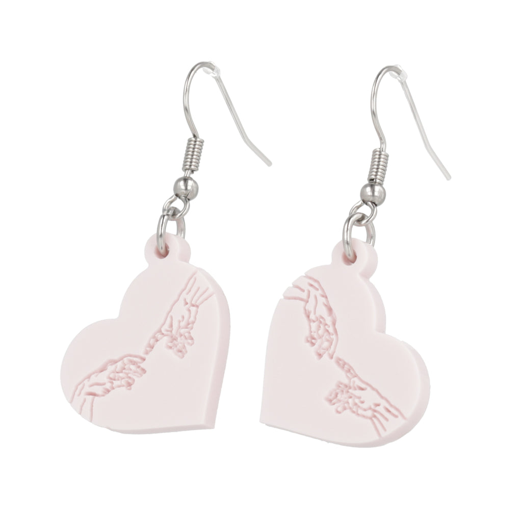 The Creation of Adam Heart Earrings - Marshmallow Pink - Sour Cherry