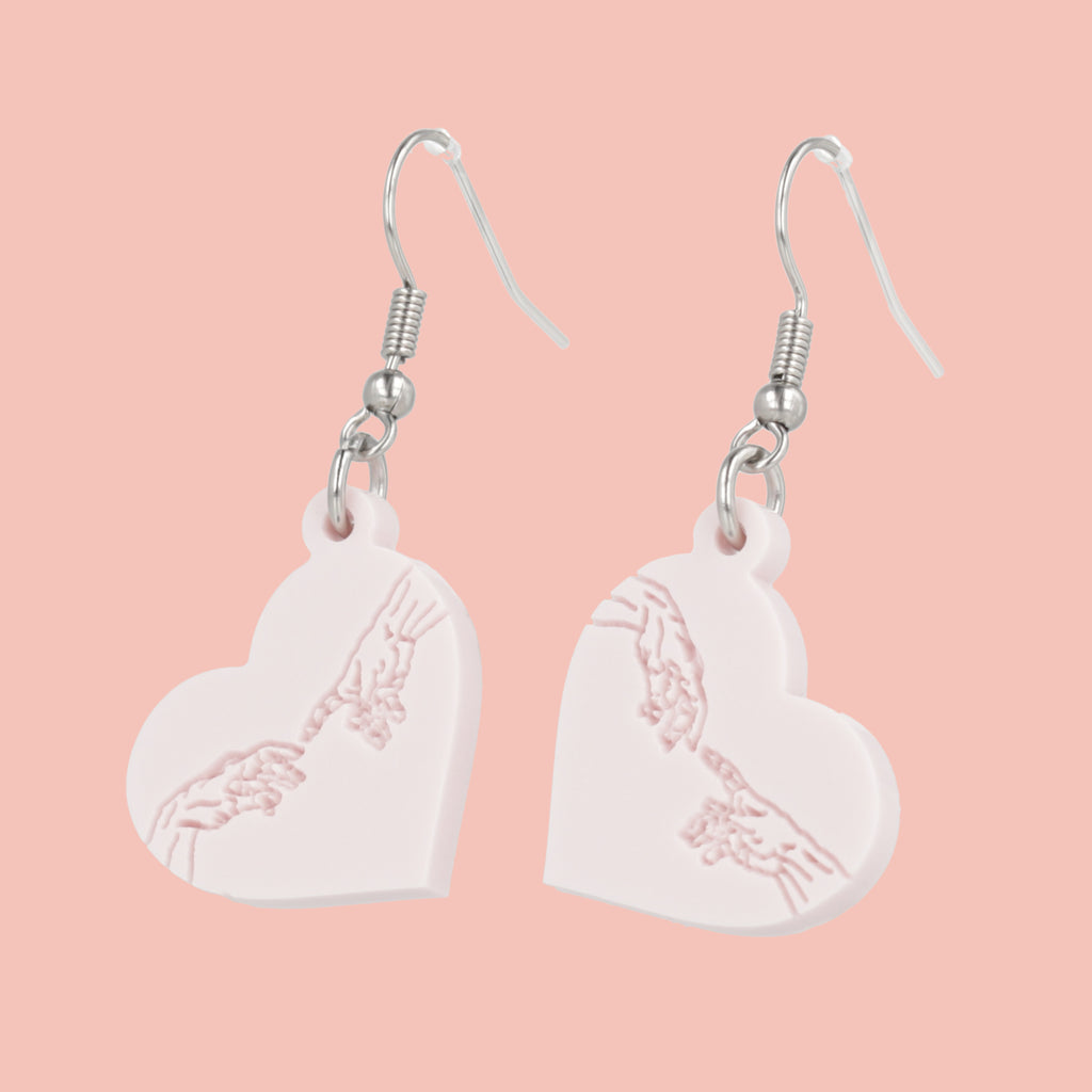 The Creation of Adam Heart Earrings - Marshmallow Pink - Sour Cherry
