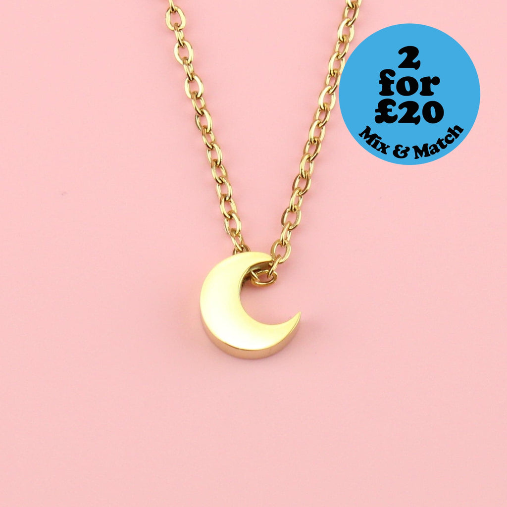 Crescent Moon Charm Necklace (Gold Plated) - Sour Cherry