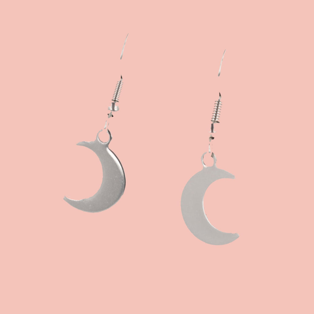 Crescent Moon Drop Earrings - Sour Cherry