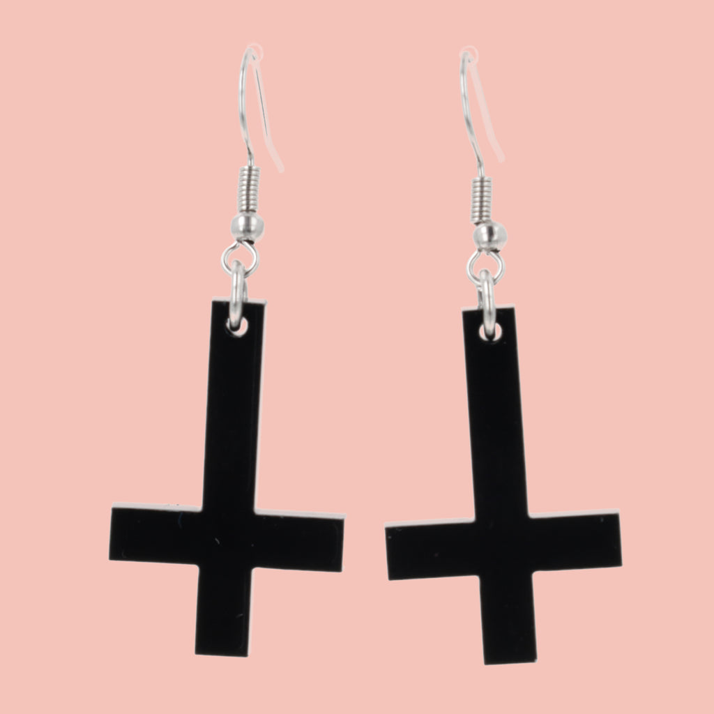 Cross of Saint Peter Earrings - Sour Cherry