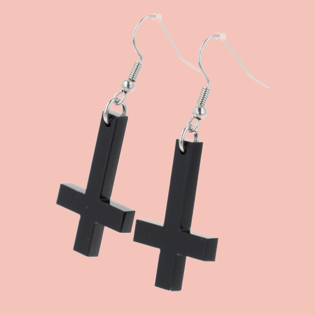 Cross of Saint Peter Earrings - Sour Cherry