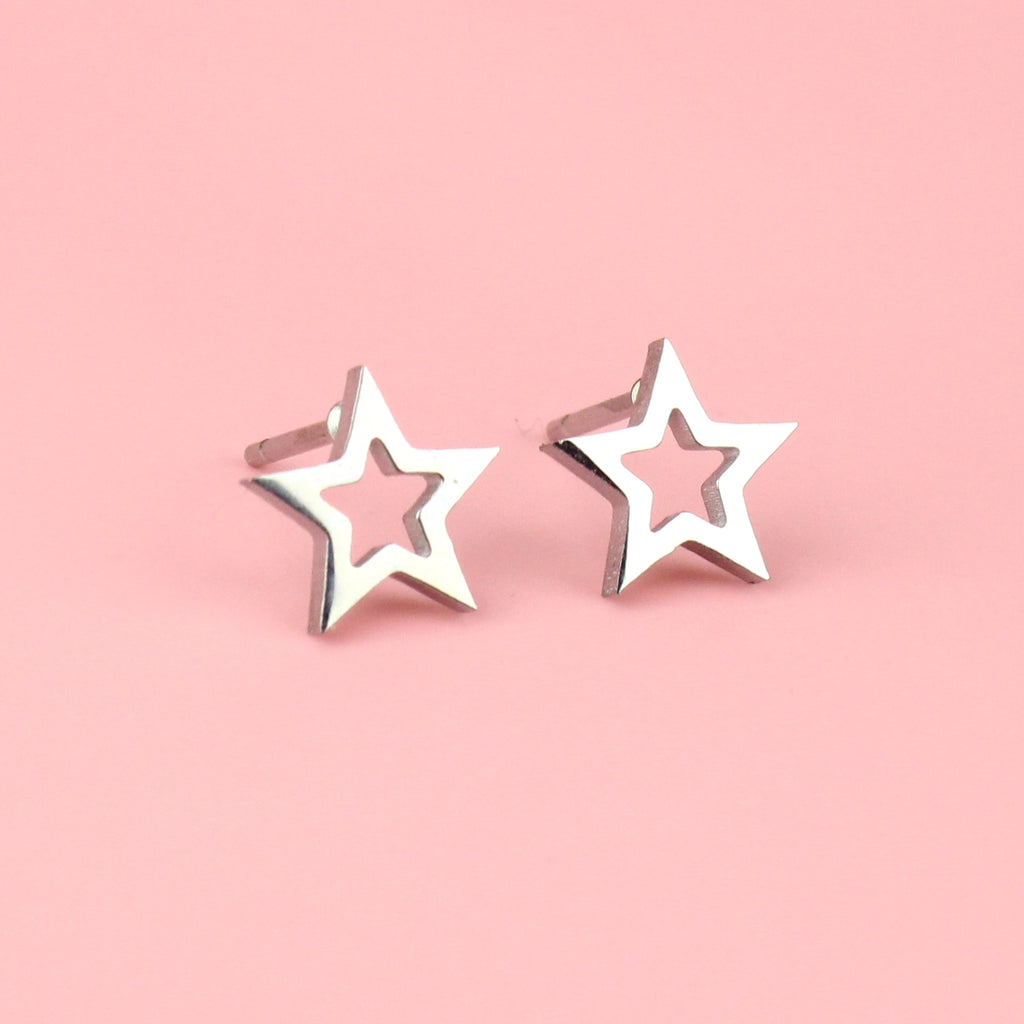 Cut Out Star Stud Earrings - Sour Cherry