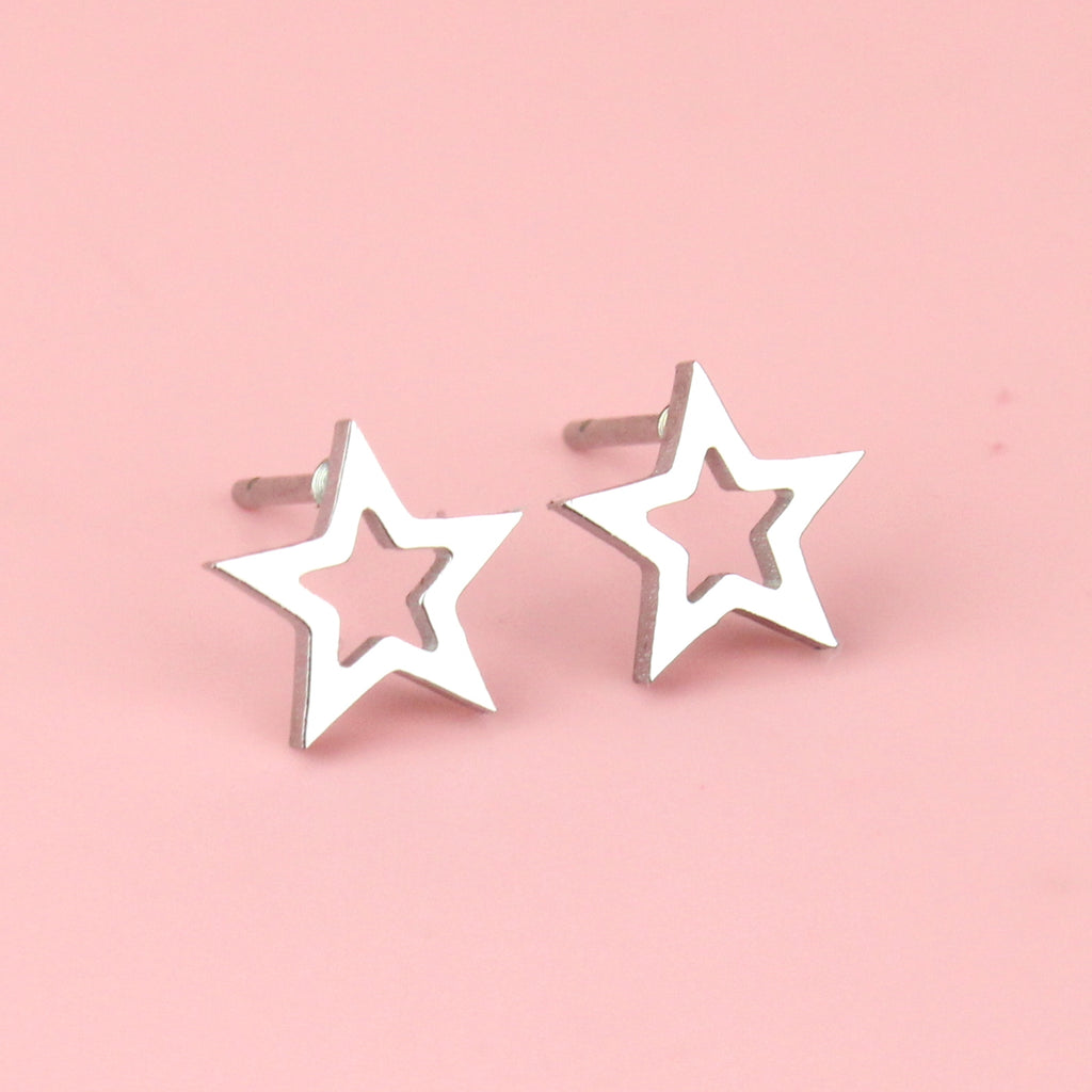 Cut Out Star Stud Earrings - Sour Cherry