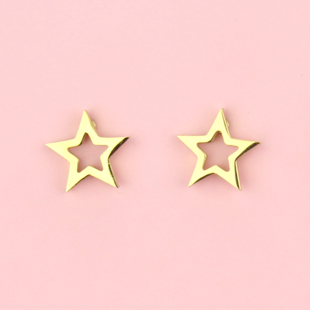 Cut Out Star Stud Earrings (Gold Plated) - Sour Cherry